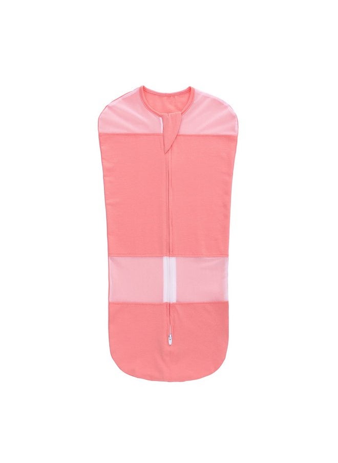 LAT Baby Sleep Sacks Cotton Breathable Swaddle Blankets for Summer 0-3 3-6 Months Baby Transition Sleep Bag (Pink, Medium)