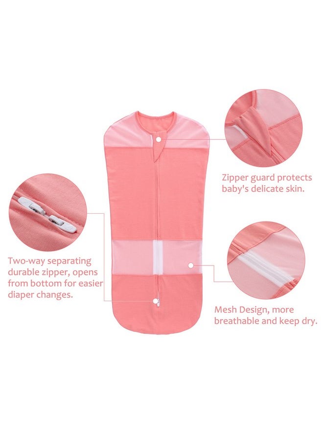 LAT Baby Sleep Sacks Cotton Breathable Swaddle Blankets for Summer 0-3 3-6 Months Baby Transition Sleep Bag (Pink, Medium)