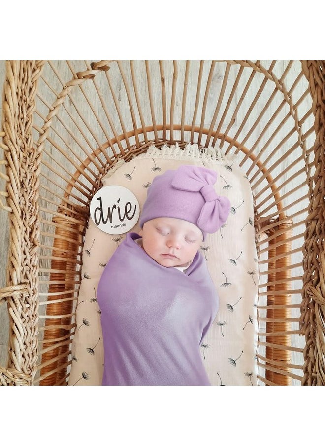 DRESHOW BQUBO Newborn Receiving Blanket Bow Hat Gloves Set Cotton Warm Baby Swaddle Blanket Wrap Baby Sleep Sack Shower Gift