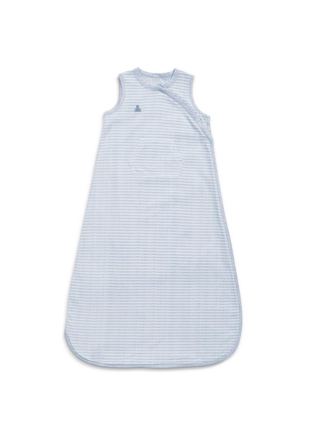 Delta Children Gap babyGap TrueSleep Sleep Sack | 100% Organic Cotton | GOTS and Oeko-Tex 100 Certified | 2-Way Zipper | Large: 6-12 Months, Bluish Grey Stripe