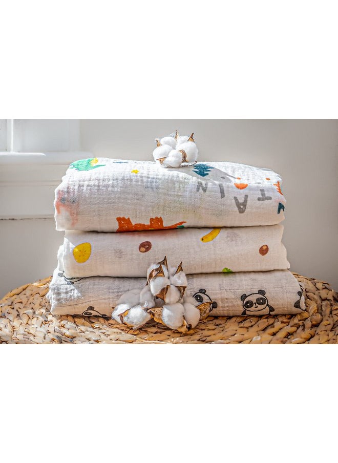 100% Organic Cotton Unisex Muslin Swaddle Blanket for Baby 3 Pack Hypoallergenic Breathable Baby Essentials Registry