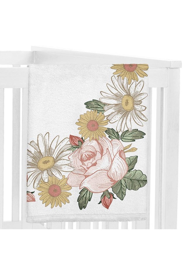 Sweet Jojo Designs Vintage Floral Boho Girl Milestone Blanket Monthly Newborn First Year Growth Mat Baby Shower Memory Keepsake Gift Picture - Blush Pink Yellow Green Shabby Chic Rose Flower Farmhouse
