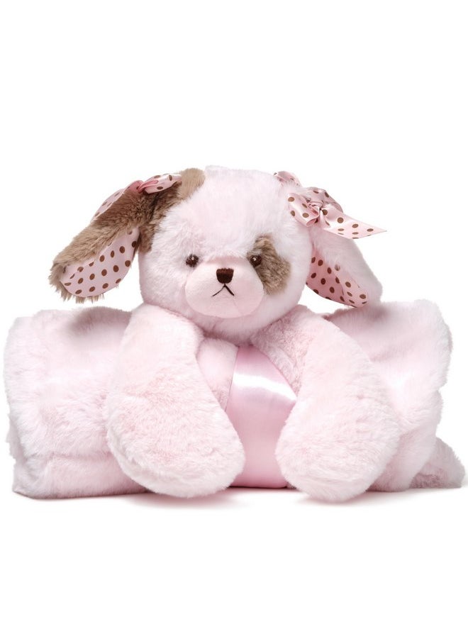 Bearington Baby Wiggles Cuddle Me Sleeper, Pink Puppy Dog Large Size Security Blanket, 28.5