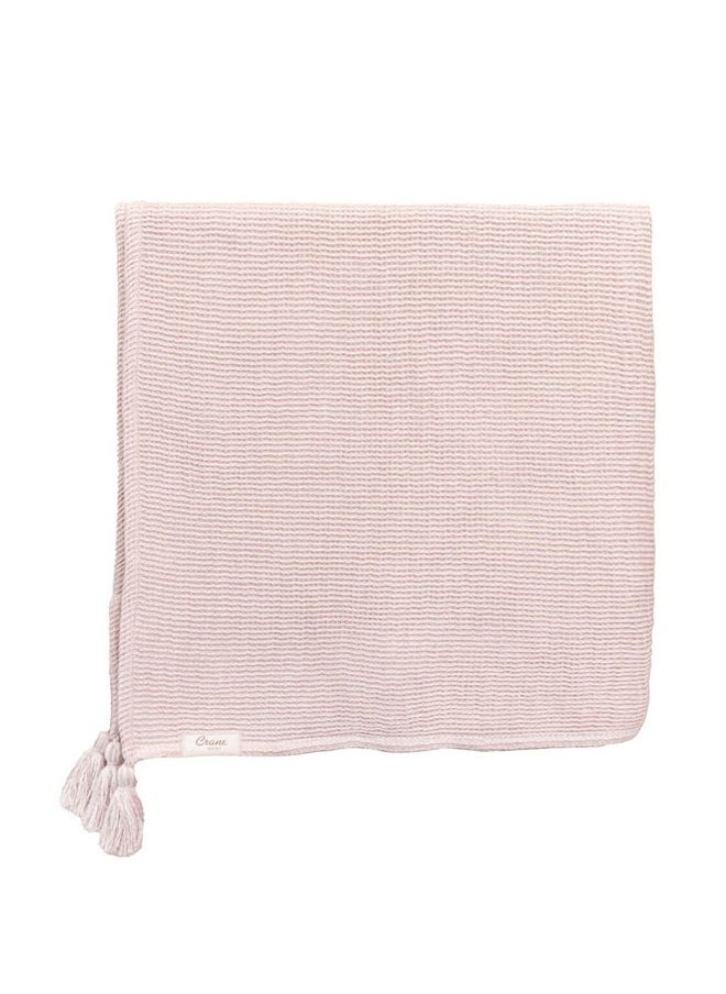 Crane Baby Dusty Rose Luxe Blanket, Soft Cotton Nursery and Stroller Blanket, Cotton and Cashmere, 36