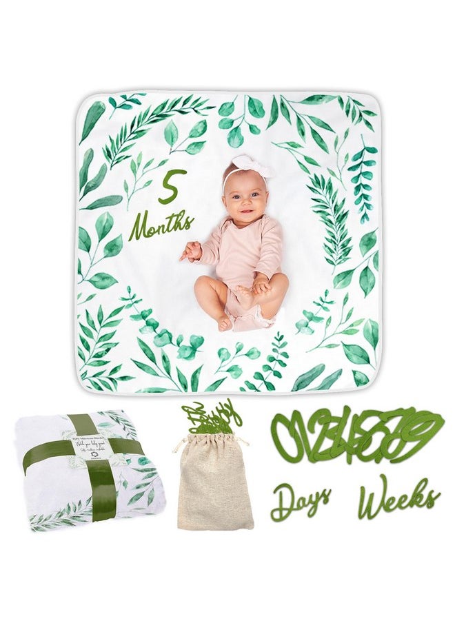 ODOXIA Baby Milestone Blanket | Monthly Milestone Blanket for Baby Boy or Girl, Unisex | Newborn for New Mums | Flowers & Leaves Theme | Includes Frames