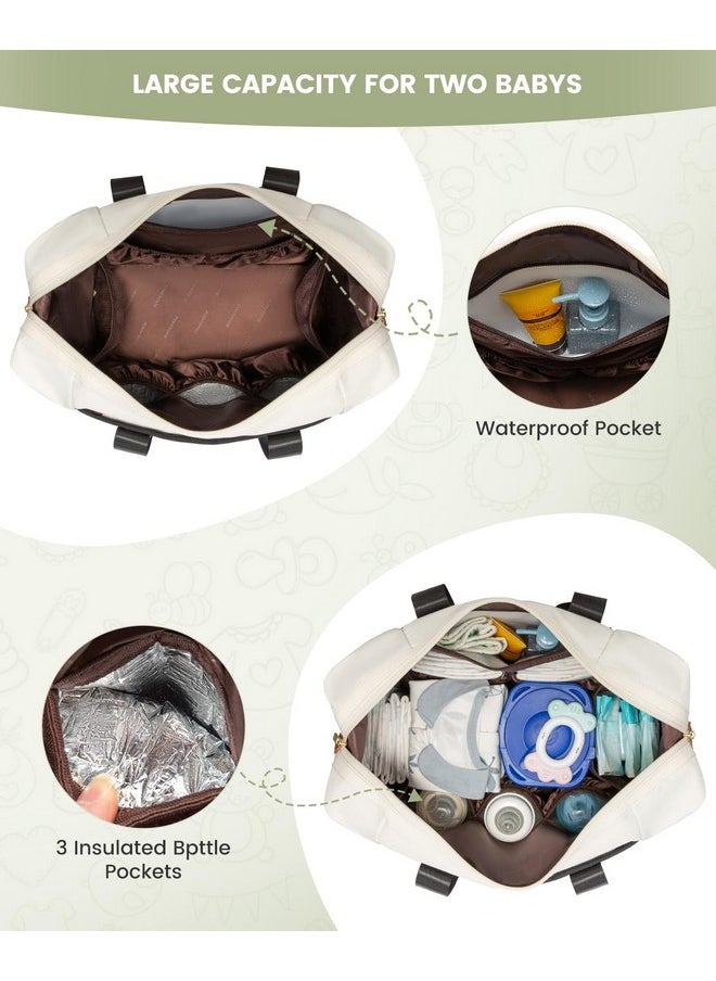 LOVEVOOK Diaper Bag Tote, Large Baby Tote Bag, Travel Diaper Tote for Mom and Dad with Changing Pad and First Aid Bag,Black/Beige/Brown