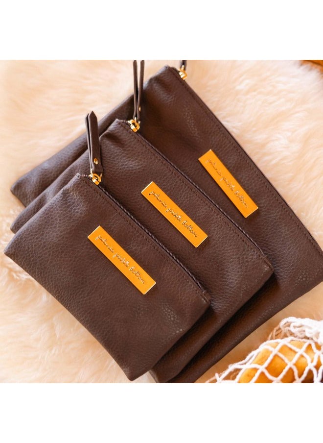 Petunia Pickle Bottom Organizer Trio | Zip-close Pouches in 3 Convenient Sizes | For Diaper Bag, Stroller, Travel Bag or Carry Alone | Saddle