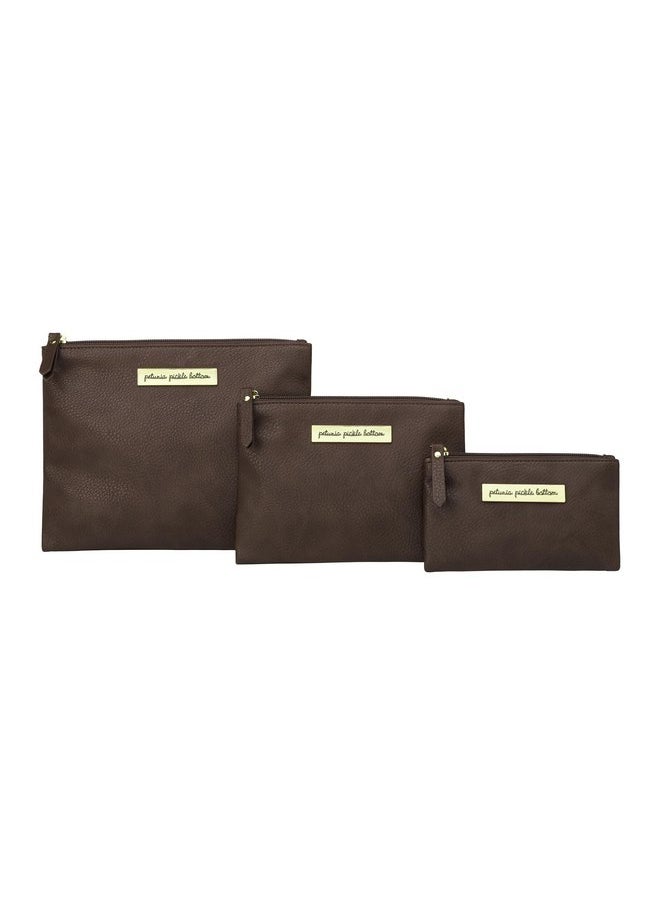 Petunia Pickle Bottom Organizer Trio | Zip-close Pouches in 3 Convenient Sizes | For Diaper Bag, Stroller, Travel Bag or Carry Alone | Saddle