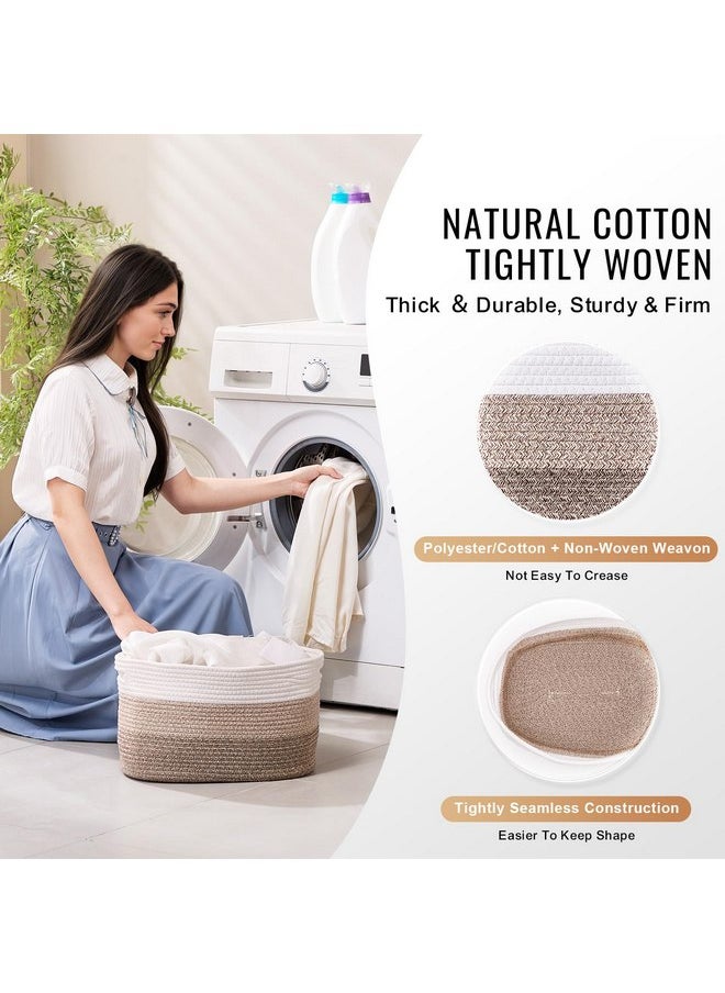 VEVOR Cotton Rope Basket, 22L, 3 Packs Storage Basket, Woven Basket Bins with Handles, Decorative Shelf Organizer Towel Hamper, Boho Toy Basket for Organizing Books Clothes Living Room 15 x 10 x 9 in