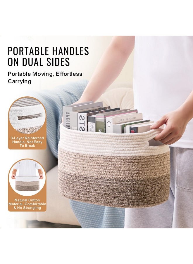 VEVOR Cotton Rope Basket, 22L, 3 Packs Storage Basket, Woven Basket Bins with Handles, Decorative Shelf Organizer Towel Hamper, Boho Toy Basket for Organizing Books Clothes Living Room 15 x 10 x 9 in