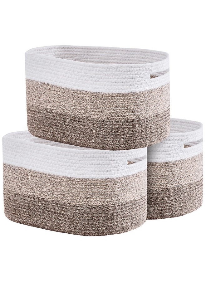 VEVOR Cotton Rope Basket, 22L, 3 Packs Storage Basket, Woven Basket Bins with Handles, Decorative Shelf Organizer Towel Hamper, Boho Toy Basket for Organizing Books Clothes Living Room 15 x 10 x 9 in