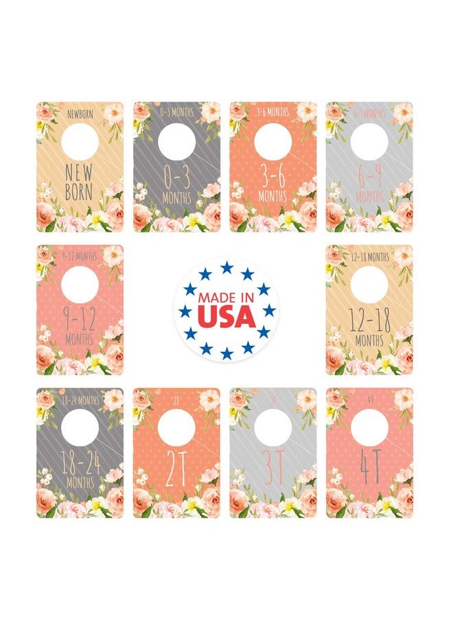 Floral Closet Clothing Size Dividers/Closet Organizer For Baby Girl Clothes Newborn To 4T / 10 Baby Closet Size Dividers