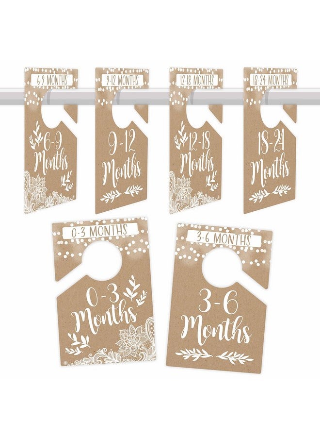 6 Hanger Dividers Baby Closet Size Dividers - Rustic Baby Closet Dividers, Baby Closet Organizer For Nursery Organization, Baby Essentials For Newborn Essentials, Nursery Closet Dividers Girl or Boy