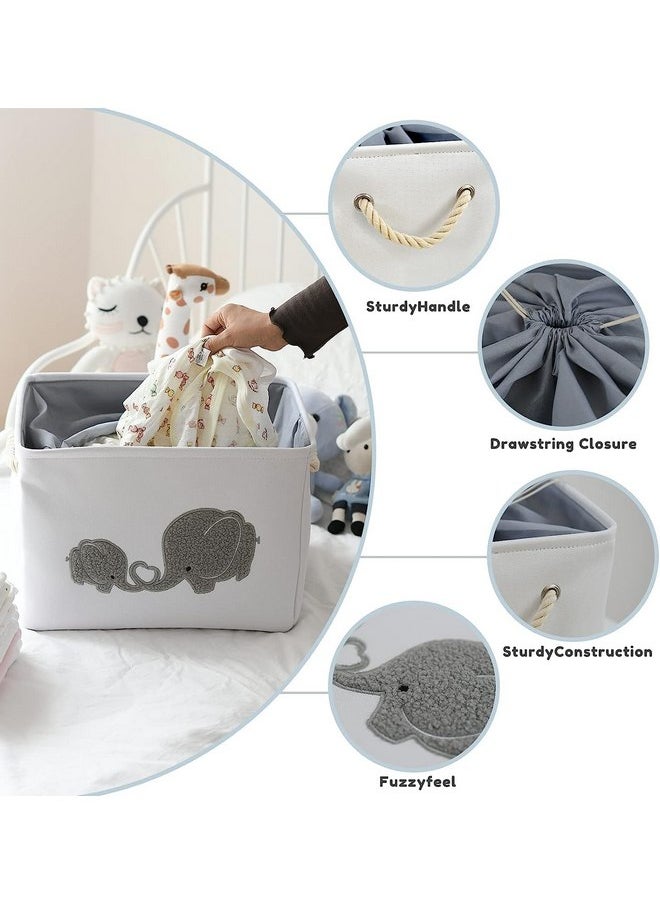 INough 2 pack Storage Baskets, Baby Hamper for Nursery Boy, Baby Laundry Basket for Boy, Elephant Laundry Basket for Baby Nursery Large Elephant Basket for Baby Nursery, Hamper for Boy, Elephant Decor