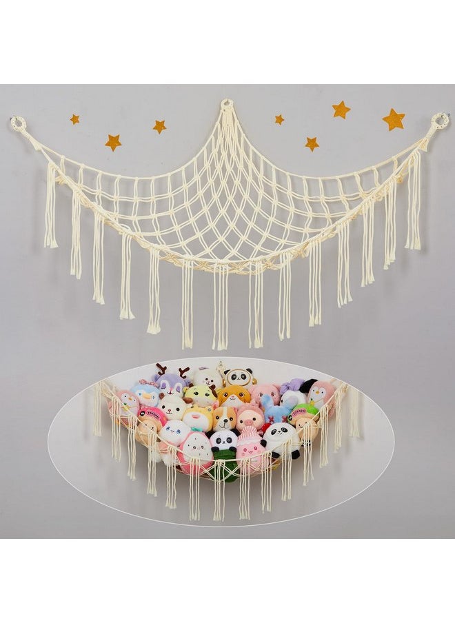 Unicorn Castle Stuffed Animals Hammock Net Toy Storage Organizer, Stuffed Animals Storage Toy Holder Boho Macrame Hanging for Nursery Kids Girls Room Decor