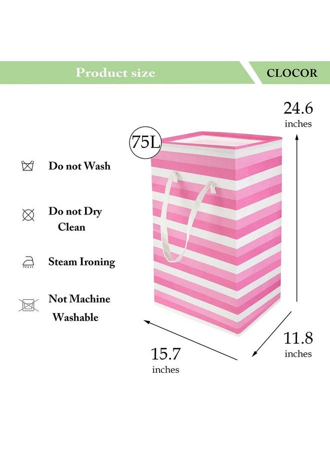 CLOCOR 75L Pink Girl Laundry Hamper,Freestanding Kids Laundry Basket,Lightweight Tall Baby Girls Room Baskets,Collapsible Nursery Hamper,Waterproof Large Toys Storage Bins(Pink Hamper)