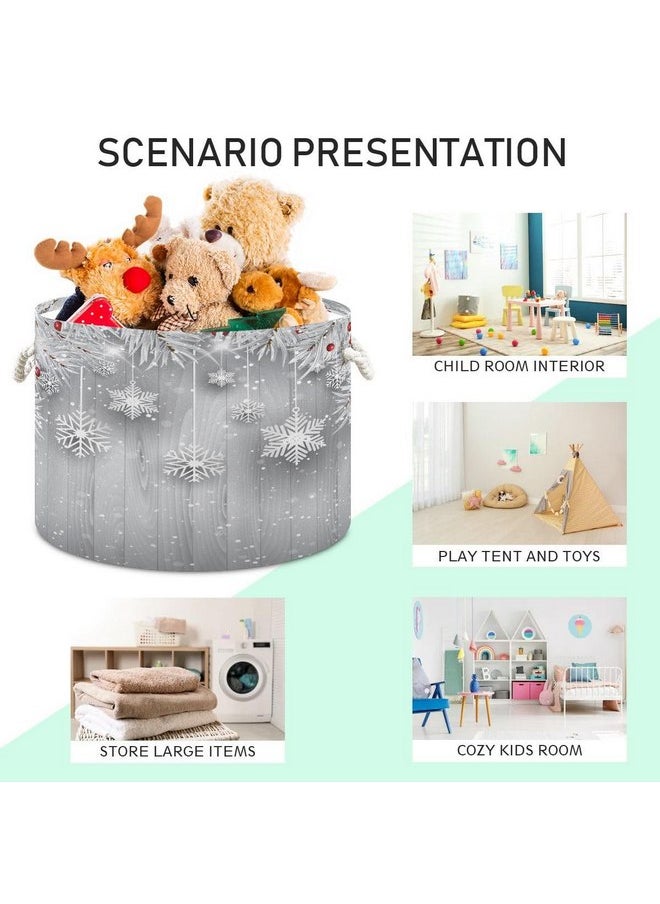 Laundry Basket, Rope Storage Basket Silver Christmas Tree Snowflake Baby & Dog Toy Storage Baskets & Bin, Kid Laundry Hamper Blanket Basket