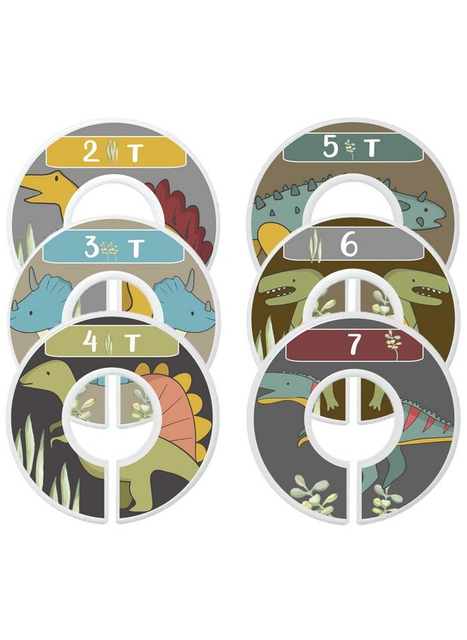 Baby Boy Clothes Dividers Nursery Closet Dividers Dinosaurs (Sizes 2T - 7 (6 Rings))