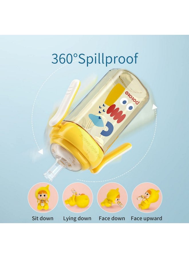 POTATO Sippy Cup For Toddlers with Straw Spill Proof, PPSU Learner Cup with Handle for Baby 1 year old, Water Bottle with weighted ball, 10 Ounce Yellow