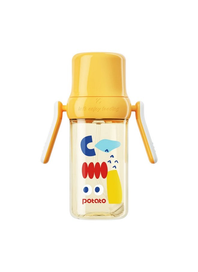 POTATO Sippy Cup For Toddlers with Straw Spill Proof, PPSU Learner Cup with Handle for Baby 1 year old, Water Bottle with weighted ball, 10 Ounce Yellow