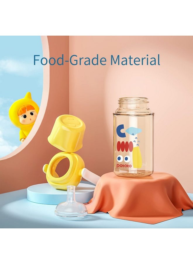 POTATO Sippy Cup For Toddlers with Straw Spill Proof, PPSU Learner Cup with Handle for Baby 1 year old, Water Bottle with weighted ball, 10 Ounce Yellow
