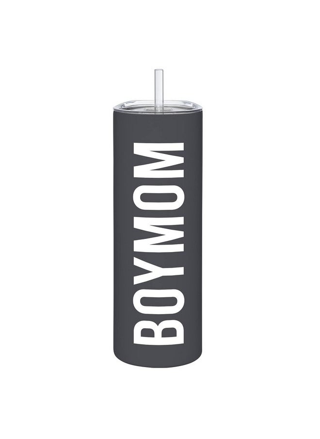 Stephan Baby Gift for Mom Matte Stainless Steel Skinny Tumbler With Straw, 20-Ounce, Boy Mom