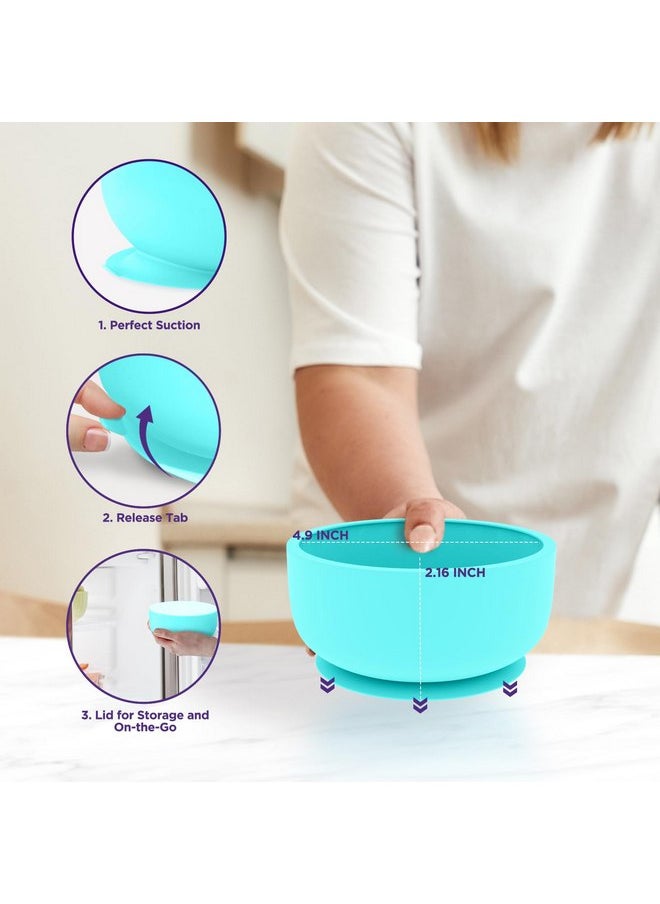 Suction Bowl with Lids and Spoons, Extra Strong Baby Suction Bowls, Baby Bowls 0-6 Months, Infant Babies & Toddler, BPA Free Baby Bowls, Silicone Baby Feeding Set, Baby Feeding Essentials