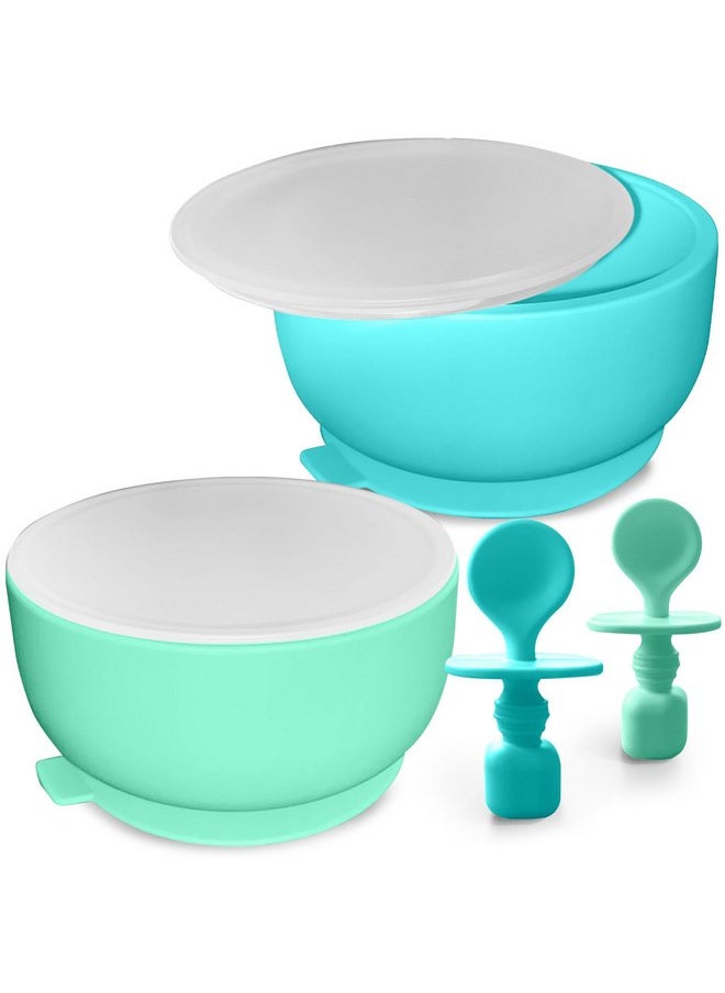 Suction Bowl with Lids and Spoons, Extra Strong Baby Suction Bowls, Baby Bowls 0-6 Months, Infant Babies & Toddler, BPA Free Baby Bowls, Silicone Baby Feeding Set, Baby Feeding Essentials