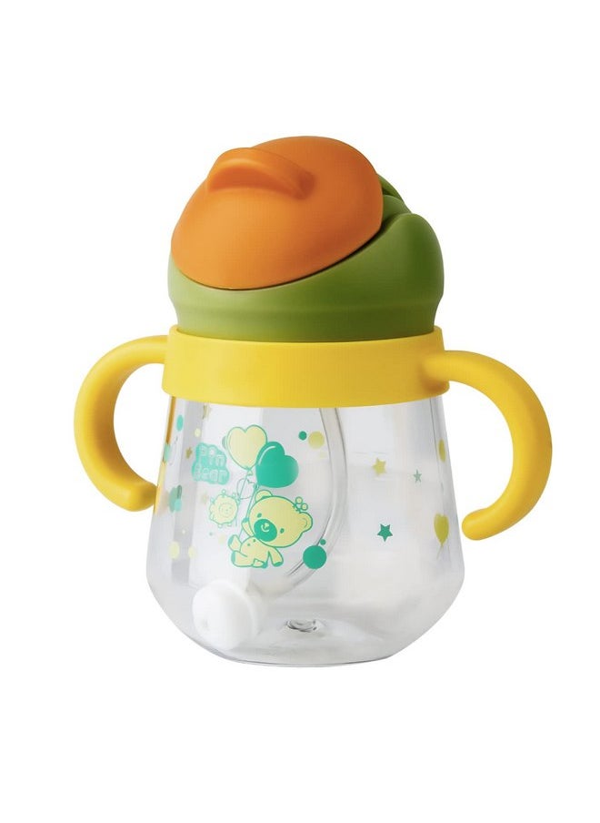 Qshare Weighted Straw Sippy Cup,Sippy Cup with Straw and Handles,Weighted Straw Trainer Cup,No-Spill Easy Grip Cup with Soft Flex Spout for Baby and Toddlers (Yellow)