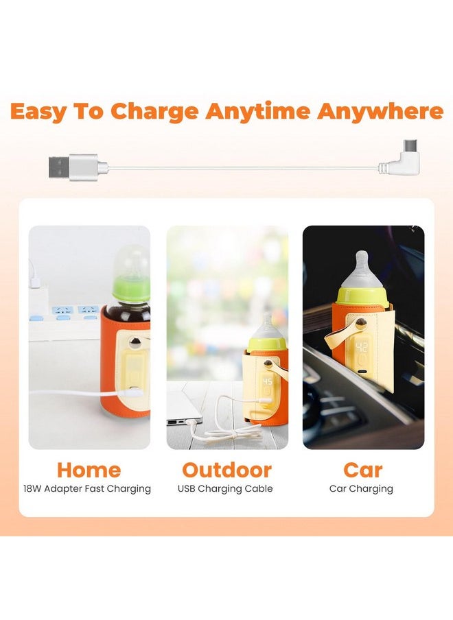 Baby Bottle Warmer, Moclever Baby Bottle Insulation Cover Bottle Warmer, 5 Temperature Adjustable&Accurate Temperature Control with LED Display, Fast Charge Adapter for Outdoor Car Travel