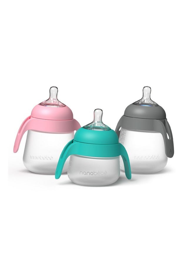 Nanobebe Flexy Bottle Handles, Easy-Grip Ergonomic Handles, Transitional Sippy Cup Handles 2-Pack, Pink