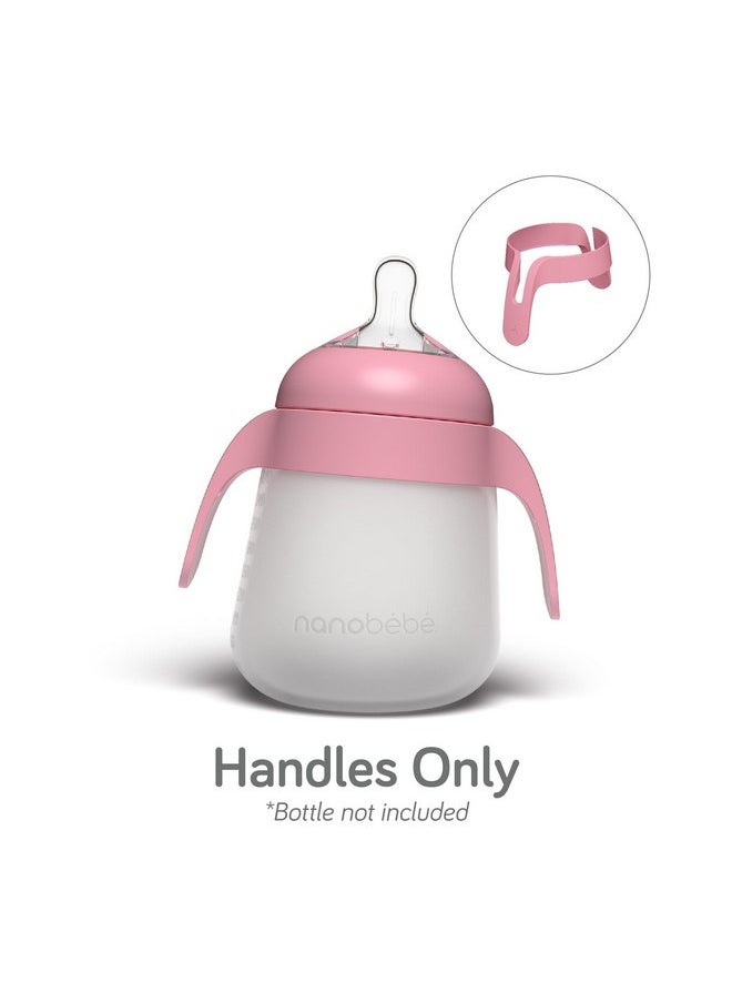 Nanobebe Flexy Bottle Handles, Easy-Grip Ergonomic Handles, Transitional Sippy Cup Handles 2-Pack, Pink