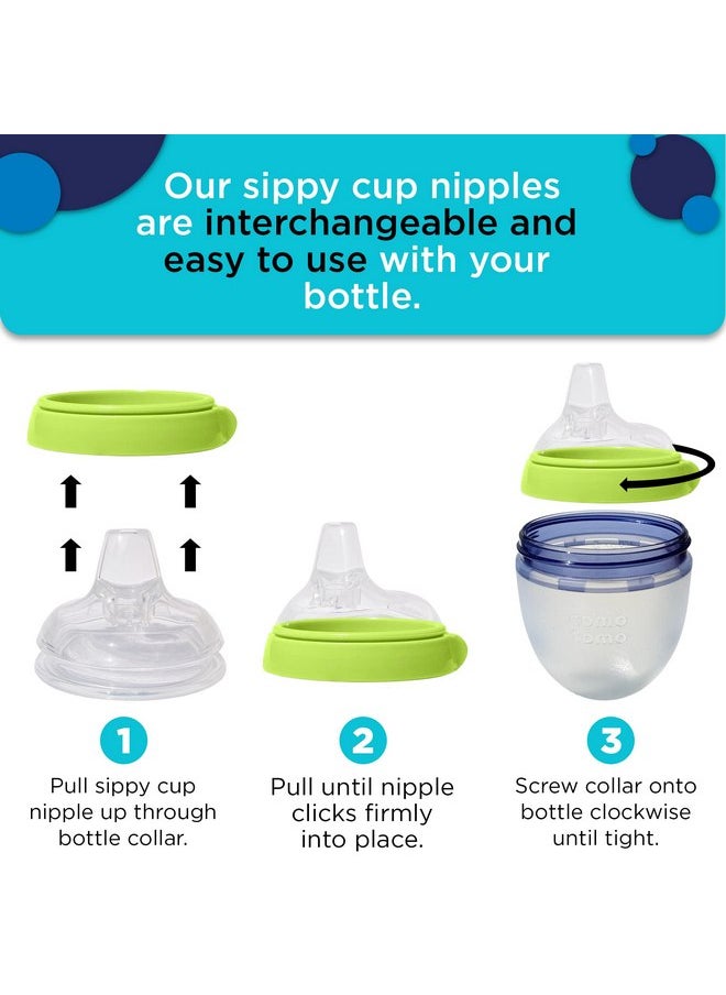 Soft Spout Sippy Cup Bottle Nipples for Comotomo Baby Bottle, 2 Pack | Fits 5 Ounce and 8 Ounce Bottles | Transition Nipples Convert Baby Bottle to Sippy Cup | Includes Nipple Storage Case