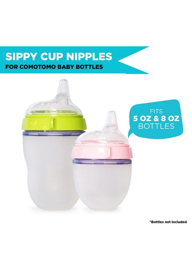 Soft Spout Sippy Cup Bottle Nipples for Comotomo Baby Bottle, 2 Pack | Fits 5 Ounce and 8 Ounce Bottles | Transition Nipples Convert Baby Bottle to Sippy Cup | Includes Nipple Storage Case
