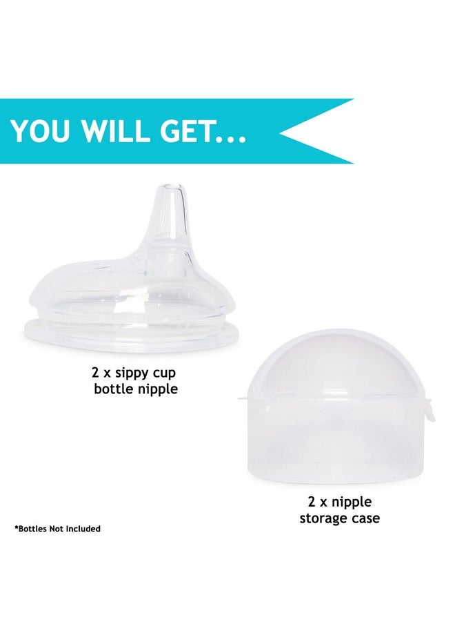 Soft Spout Sippy Cup Bottle Nipples for Comotomo Baby Bottle, 2 Pack | Fits 5 Ounce and 8 Ounce Bottles | Transition Nipples Convert Baby Bottle to Sippy Cup | Includes Nipple Storage Case