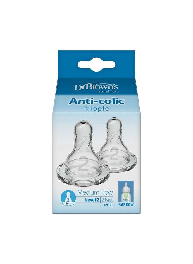 Dr. Brown's Dr Brown Natural Flow Level 2 Narrow Nipple Set of 2 (3M+) Clear