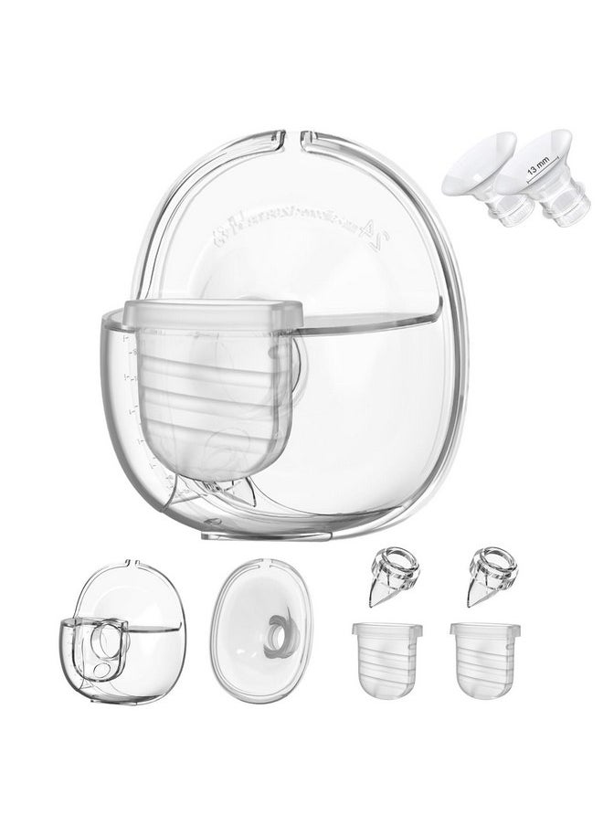 Wearable Breast Pump Replacement Parts, Milk Collector Cup, Compatible with S32 Wearable Breast Pump, Include Duckbill Valve, 24mm Flange, Silicone Diaphragm, Linker, Extra 2pcs 13mm Flange Inserts