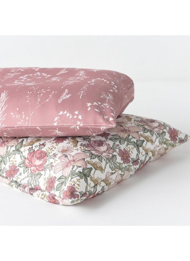 Little Jump 2 Pack Premium Toddler Pillowcase - 14x19 inches Ultra Soft Jersey Knit - Crib Pillow, Kids Pillow, Travel Pillow Cases Cover (2 Pack Vintage Floral)