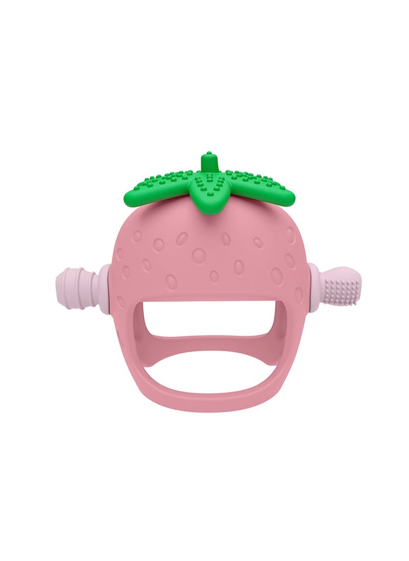 Baby Food Grade Silicone Remote Control Teether, Baby Soothing Silicone Remote Control Teether, Baby Teething Stick Chewing Gum Anti-Eating Hand Chewing Toy (Pink Strawberry)