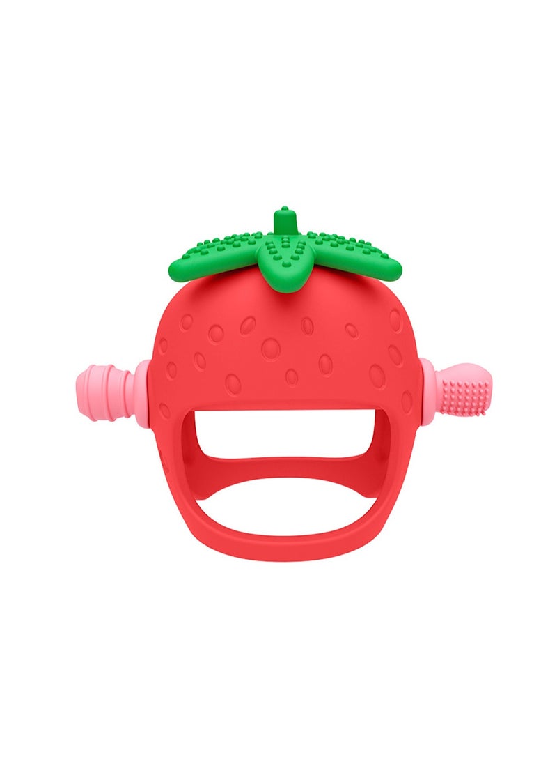 Baby Food Grade Silicone Remote Control Teether, Baby Soothing Silicone Remote Control Teether, Baby Teething Stick Chewing Gum Anti-Eating Hand Chewing Toy (Red Strawberry)