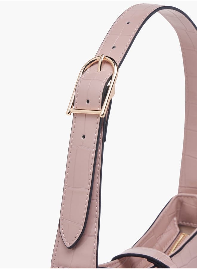 Women Textured Shoulder Bag with Zip Closure
