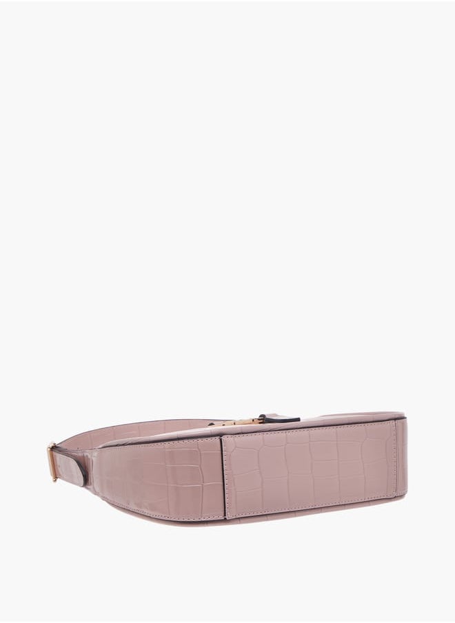 Women Textured Shoulder Bag with Zip Closure