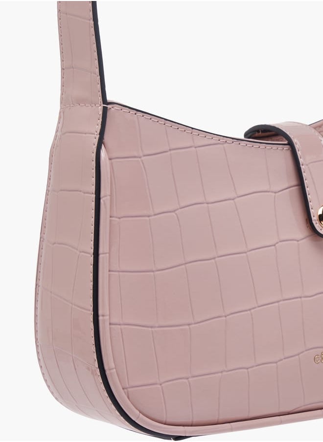 Women Textured Shoulder Bag with Zip Closure