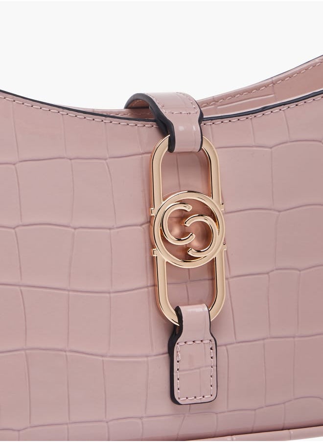 Women Textured Shoulder Bag with Zip Closure