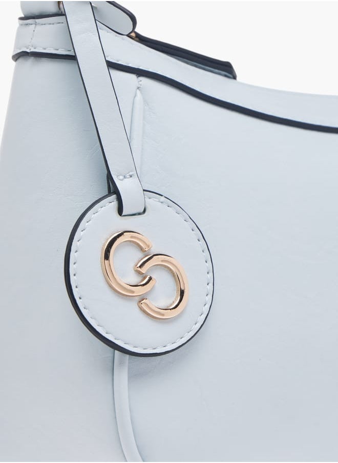 Women Solid Shoulder Bag with Zip Closure and Adjustable Strap