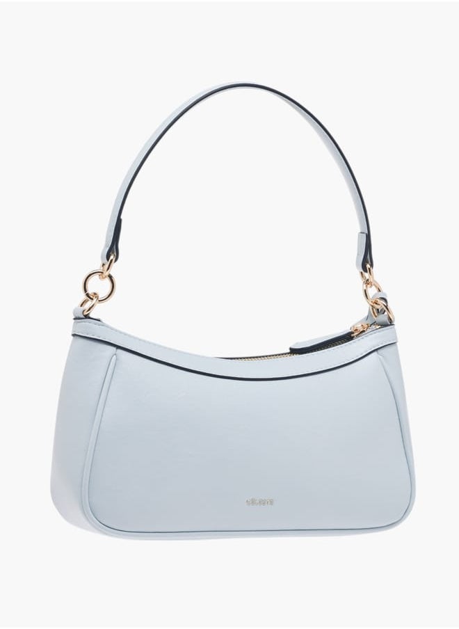 Women Solid Shoulder Bag with Zip Closure and Adjustable Strap
