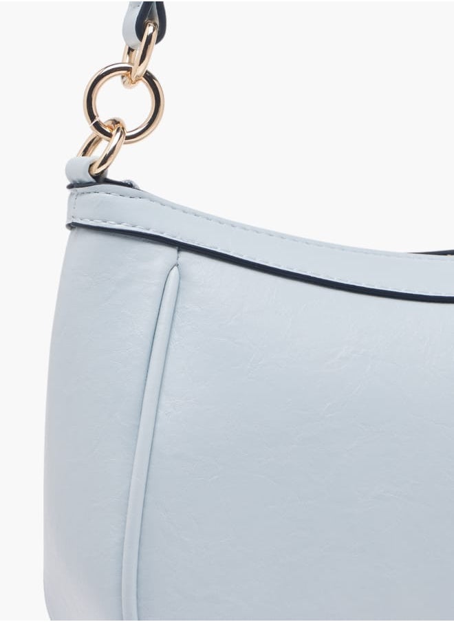 Women Solid Shoulder Bag with Zip Closure and Adjustable Strap