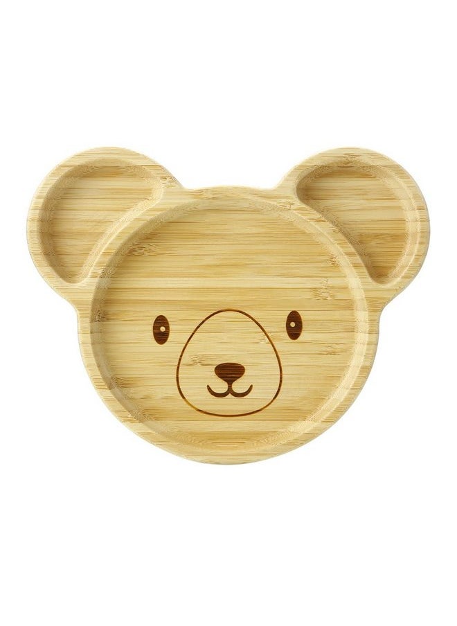 PandaEar Bamboo Wooden Baby Plates with Suction- Divided Unbreakable- Non-Slip (Panda Shape)