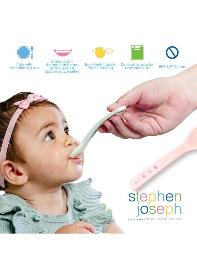 Stephen Joseph Silicone Baby Spoons, One size, Farm