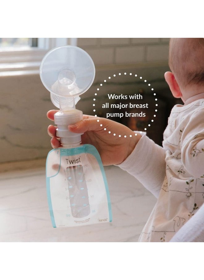 Kiinde Twist Milk Storage Bag Breast Pump and Baby Bottle Direct Pump Adapters, 3 Pairs, Leak-Free, Transfer-Free Pumping Directly Into Bag Compatible with Avent and Newer Spectra Models